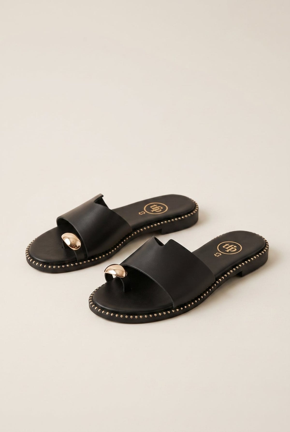 TFP - Toe Ring Sandals Asymmetric Strap - Black Matte