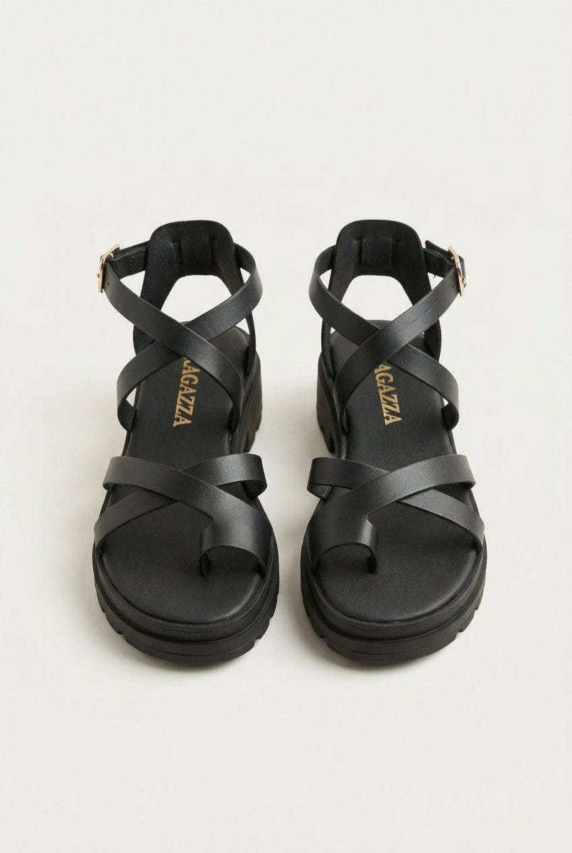 RAGAZZA - Toe Ring Sandals - Black Matte
