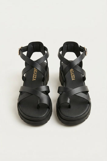 RAGAZZA - Toe Ring Sandals - Black Matte