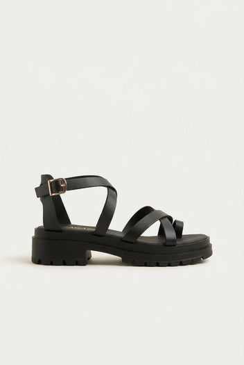 RAGAZZA - Toe Ring Sandals - Black Matte