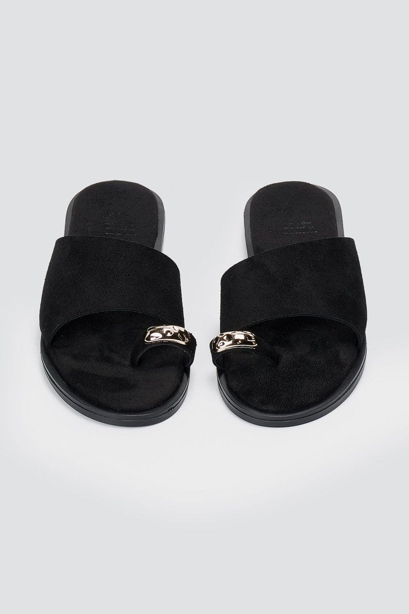 Estil - Toe Ring Sandals - Black Suede