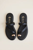 IRIS - Toe Ring Sandals Braided Straps - Black Matte