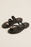 IRIS - Toe Ring Sandals Braided Straps - Black Matte