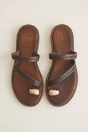 IRIS - Toe Ring Sandals Braided Straps - Brown Matte
