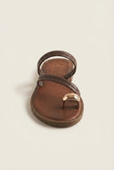 IRIS - Toe Ring Sandals Braided Straps - Brown Matte