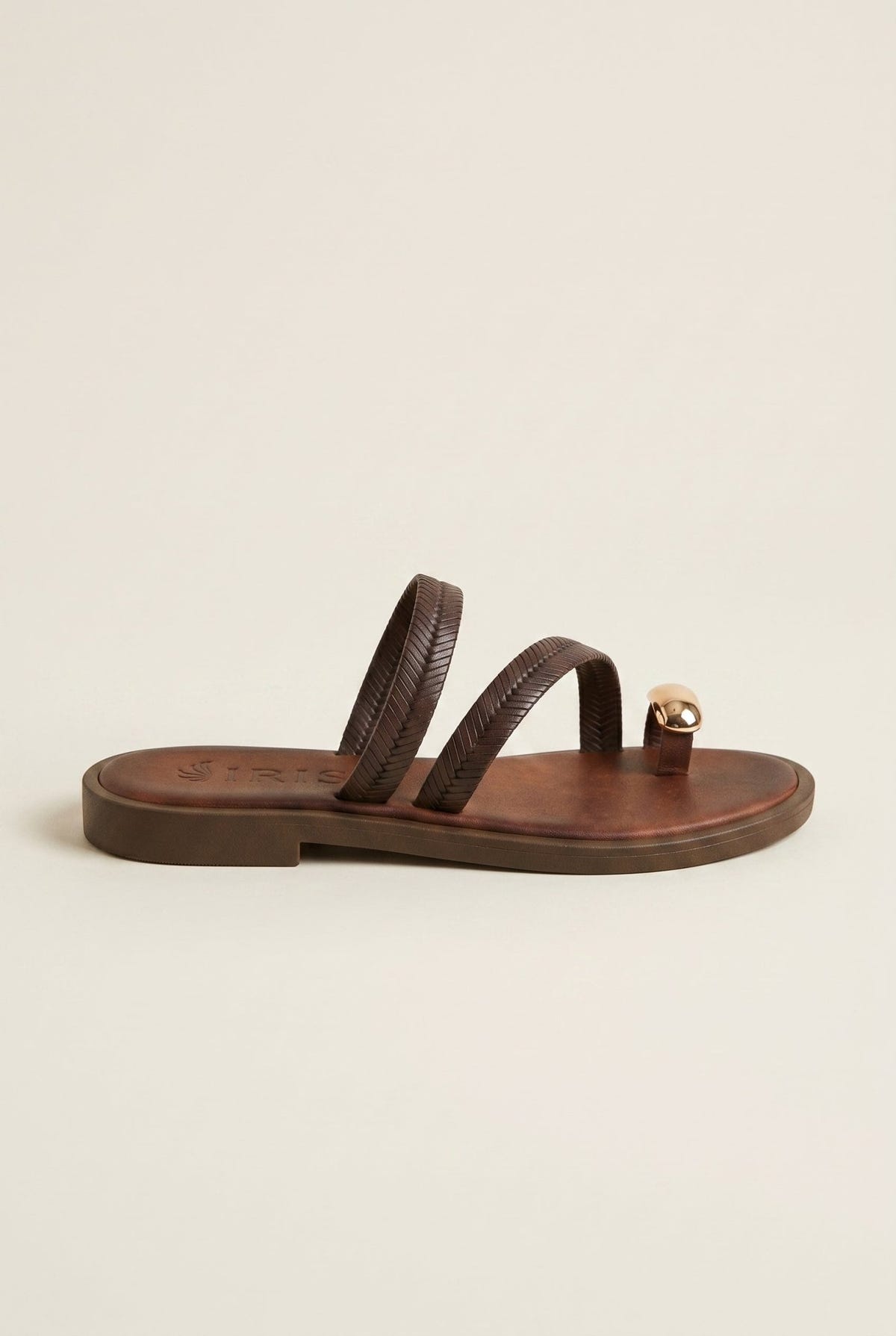IRIS - Toe Ring Sandals Braided Straps - Brown Matte