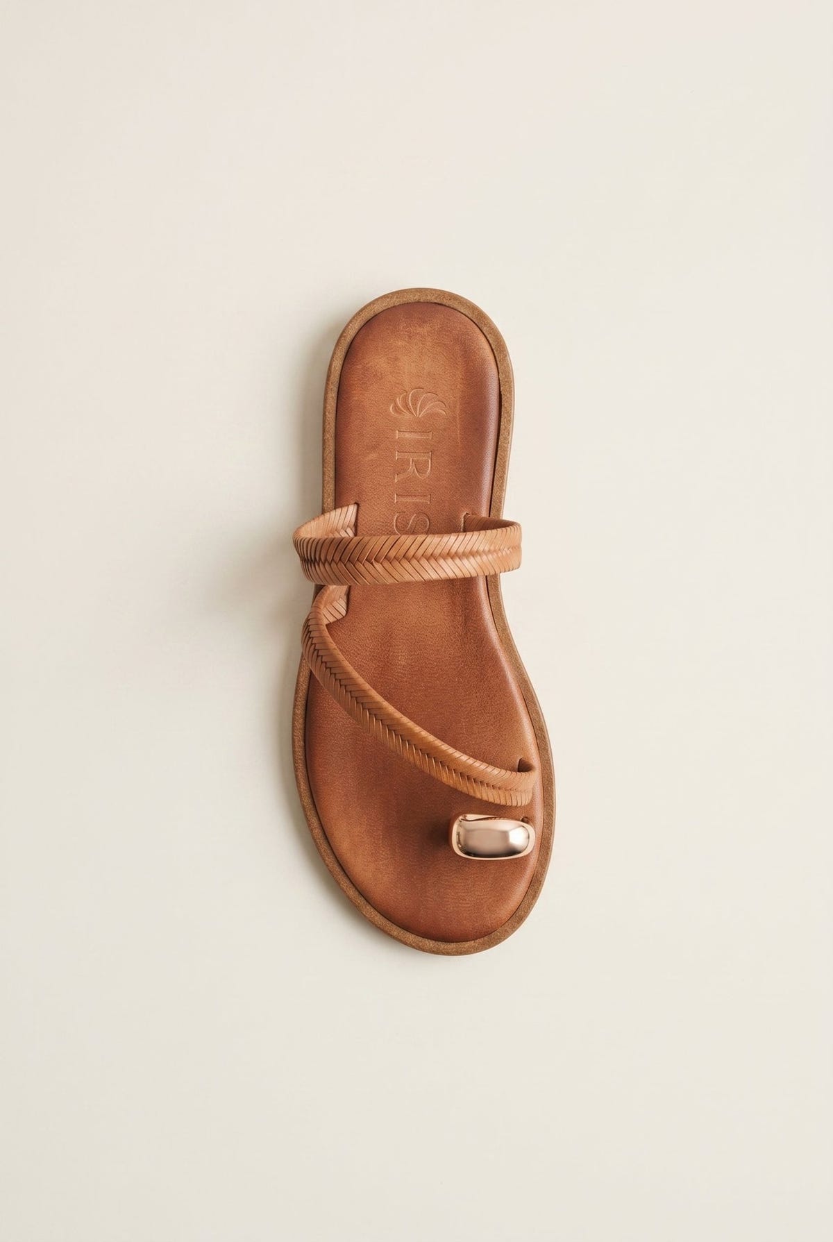 IRIS - Toe Ring Sandals Braided Straps - Tan Matte