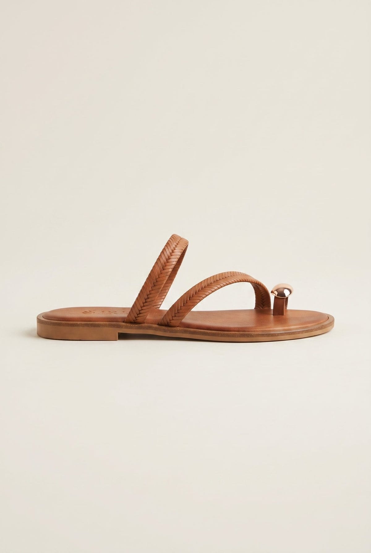IRIS - Toe Ring Sandals Braided Straps - Tan Matte