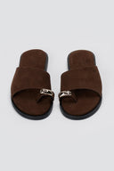 Estil - Toe Ring Sandals - Brown Suede