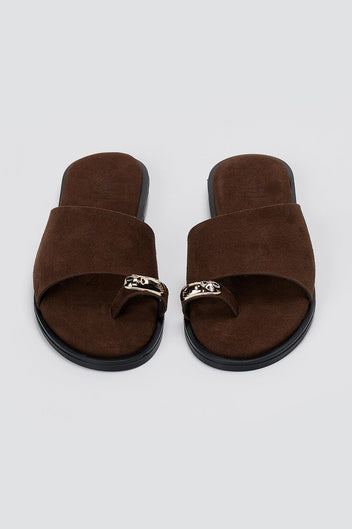 Estil - Toe Ring Sandals - Brown Suede