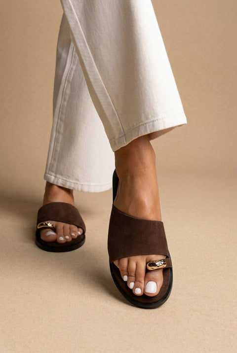 Toe Ring Sandali - Marrone Suede