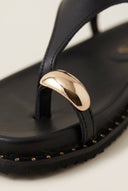 IRIS - Toe Ring Sandals Buckle Strap - Black Matte