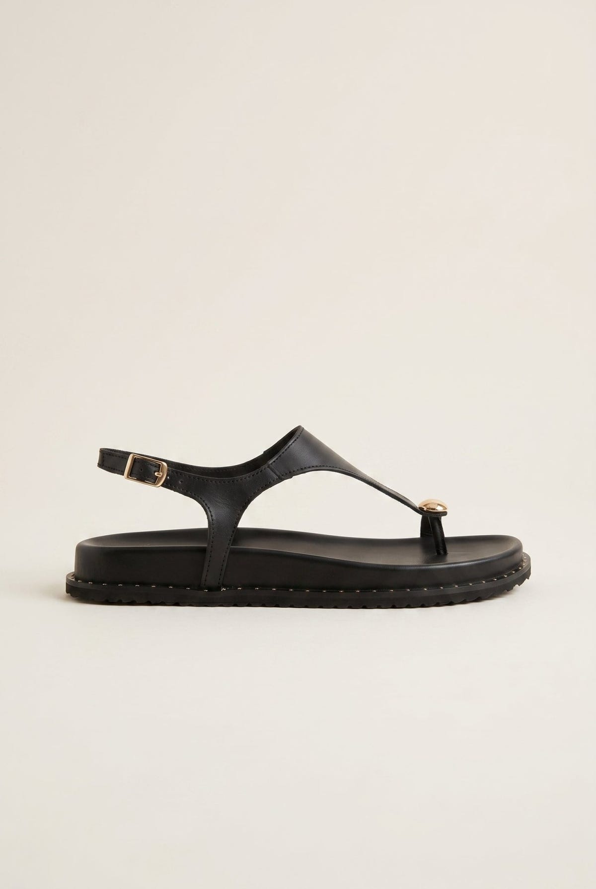 IRIS - Toe Ring Sandals Buckle Strap - Black Matte