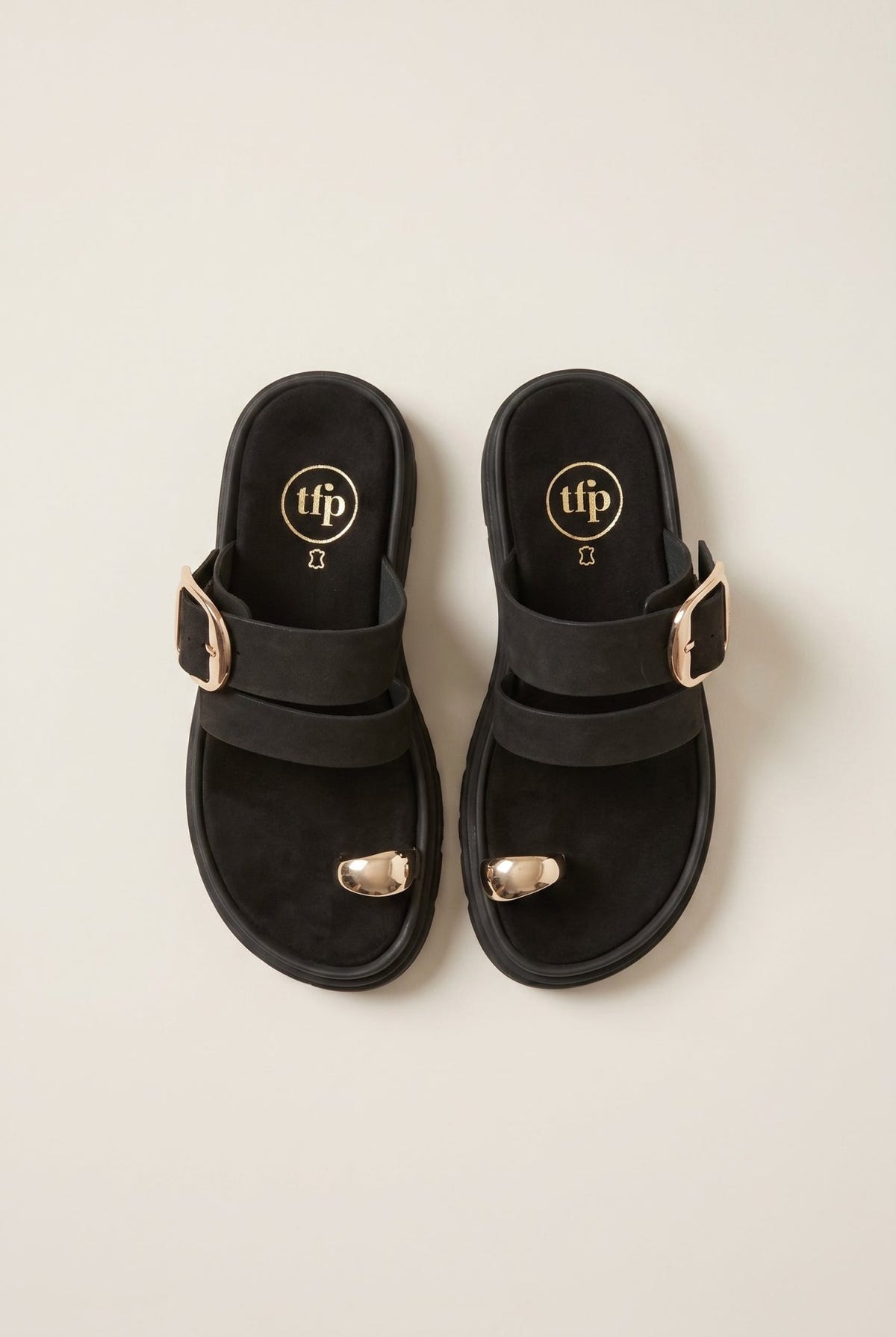 TFP - Toe Ring Sandals Buckle Strap - Black