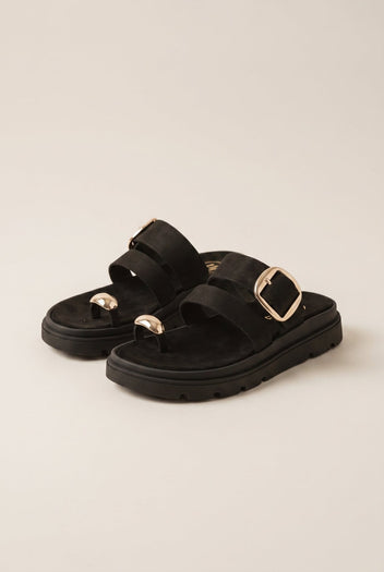 TFP - Toe Ring Sandals Buckle Strap - Black