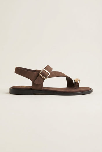 TFP - Toe Ring Sandals Buckle Strap - Brown