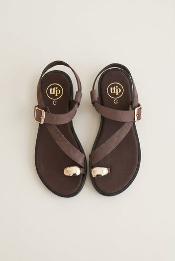 TFP - Toe Ring Sandals Buckle Strap - Brown