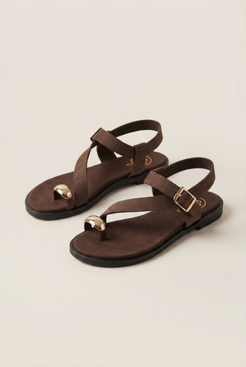 TFP - Toe Ring Sandals Buckle Strap - Brown