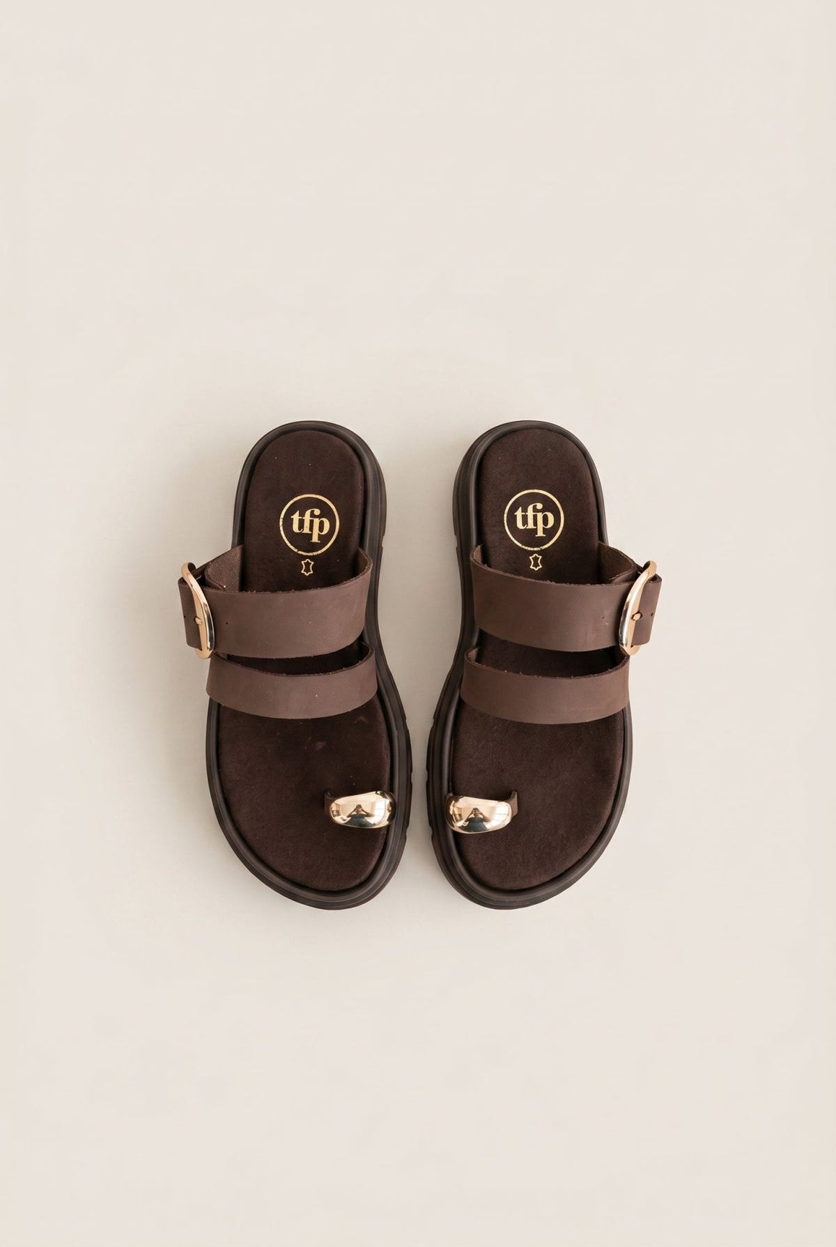 TFP - Toe Ring Sandals Buckle Strap - Brown