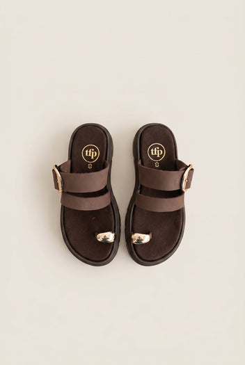 TFP - Toe Ring Sandals Buckle Strap - Brown