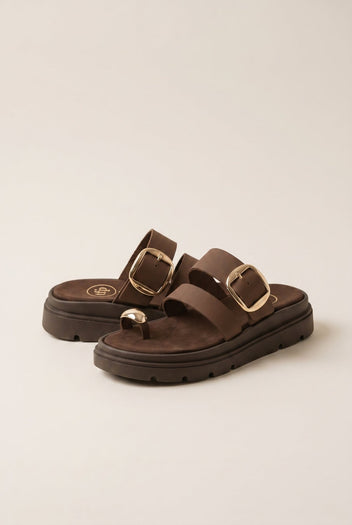 TFP - Toe Ring Sandals Buckle Strap - Brown