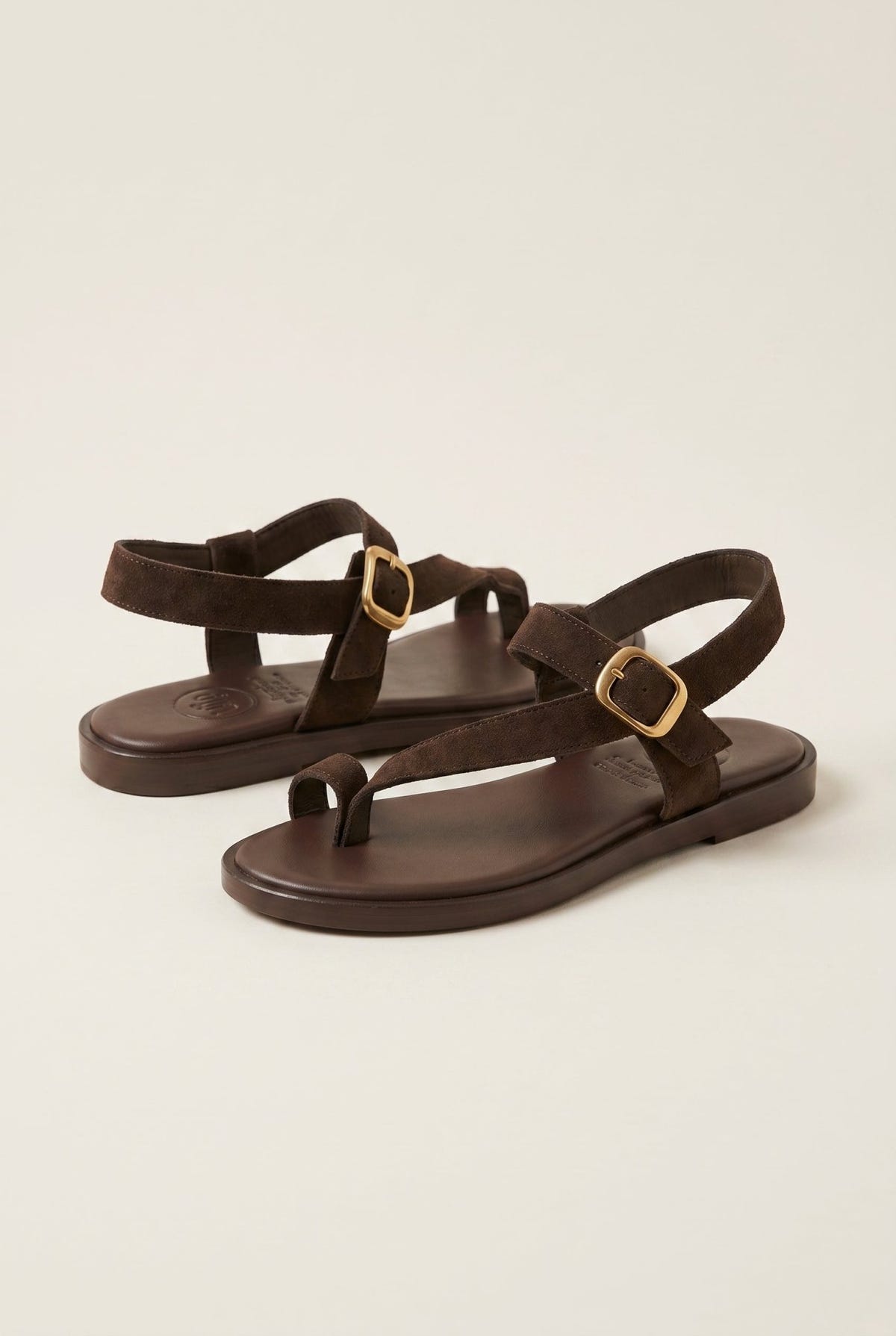 TFP - Toe Ring Sandals Buckle Strap - Dark Brown Suede