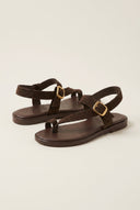 TFP - Toe Ring Sandals Buckle Strap - Dark Brown Suede