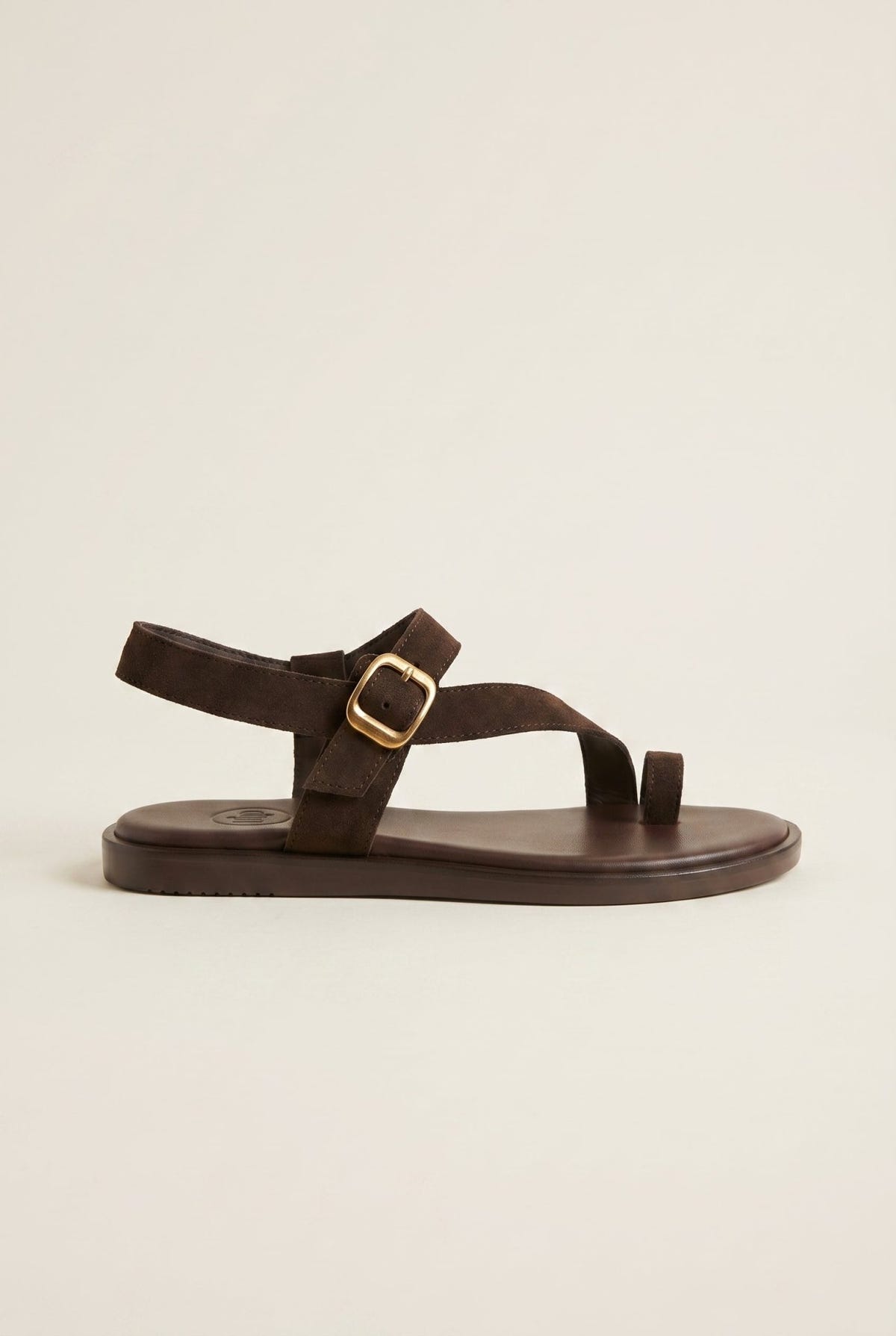 TFP - Toe Ring Sandals Buckle Strap - Dark Brown Suede