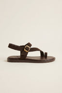 TFP - Toe Ring Sandals Buckle Strap - Dark Brown Suede