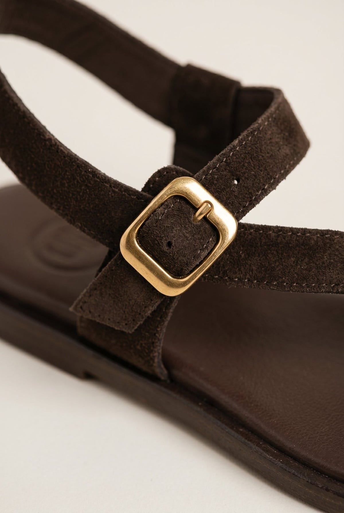 TFP - Toe Ring Sandals Buckle Strap - Dark Brown Suede