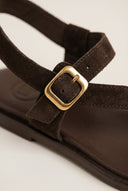 TFP - Toe Ring Sandals Buckle Strap - Dark Brown Suede