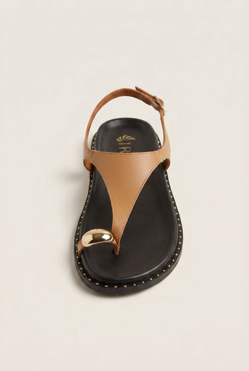 IRIS - Toe Ring Sandals Buckle Strap - Mocha
