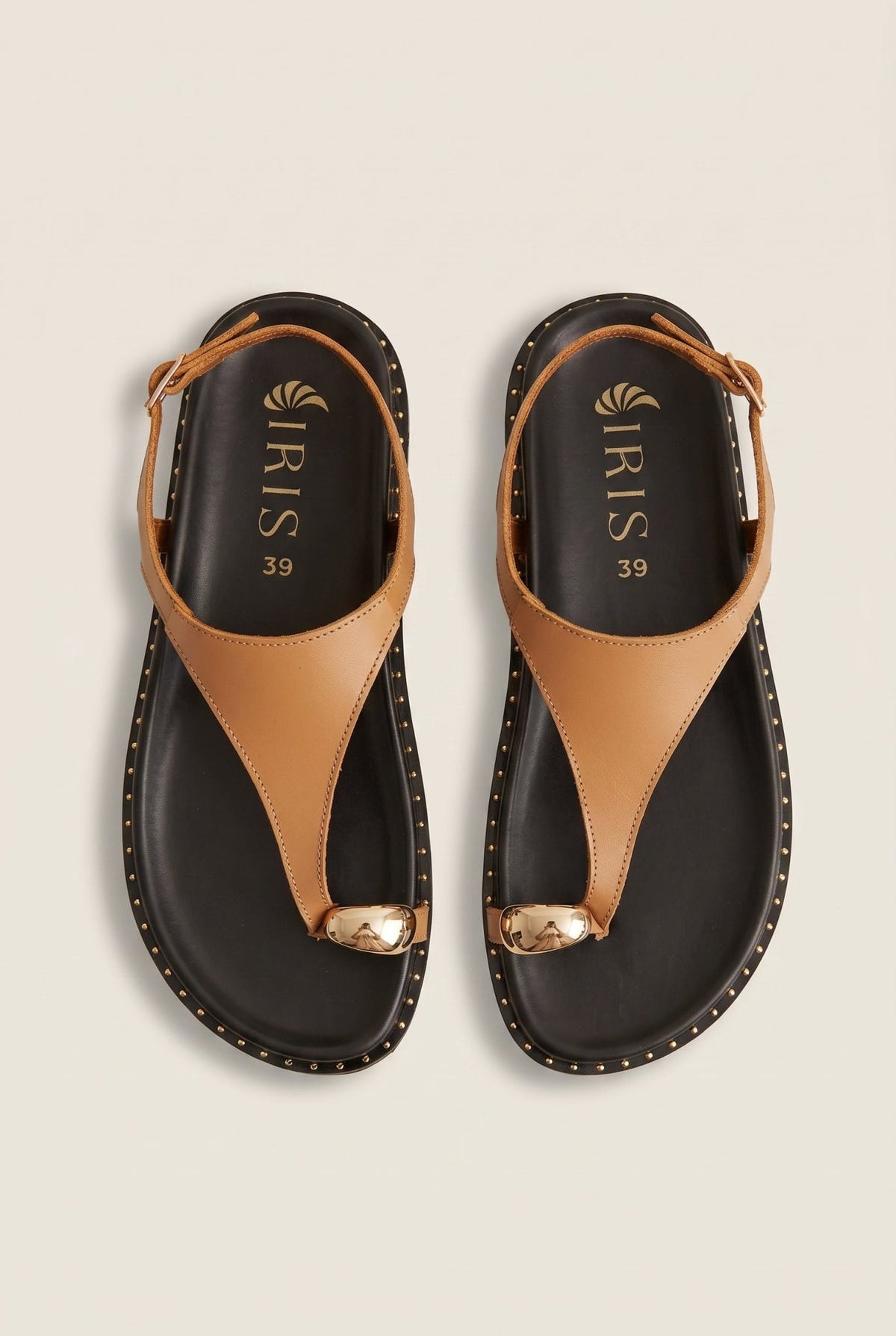 IRIS - Toe Ring Sandals Buckle Strap - Mocha