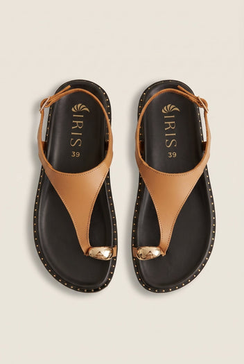IRIS - Toe Ring Sandals Buckle Strap - Mocha