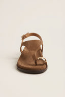 IRIS - Toe Ring Sandals Buckle Strap - Taupe Suede