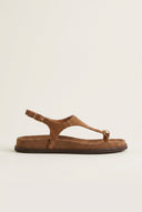 IRIS - Toe Ring Sandals Buckle Strap - Taupe Suede