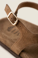 IRIS - Toe Ring Sandals Buckle Strap - Taupe Suede