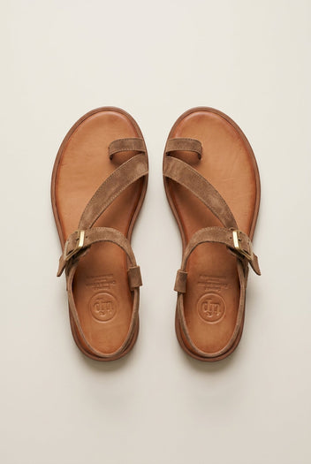 TFP - Toe Ring Sandals Buckle Strap - Taupe Suede