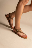 TFP - Toe Ring Sandals Buckle Strap - Taupe Suede