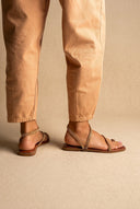 IRIS - Toe Ring Sandals Chain Detail - Tan Matte