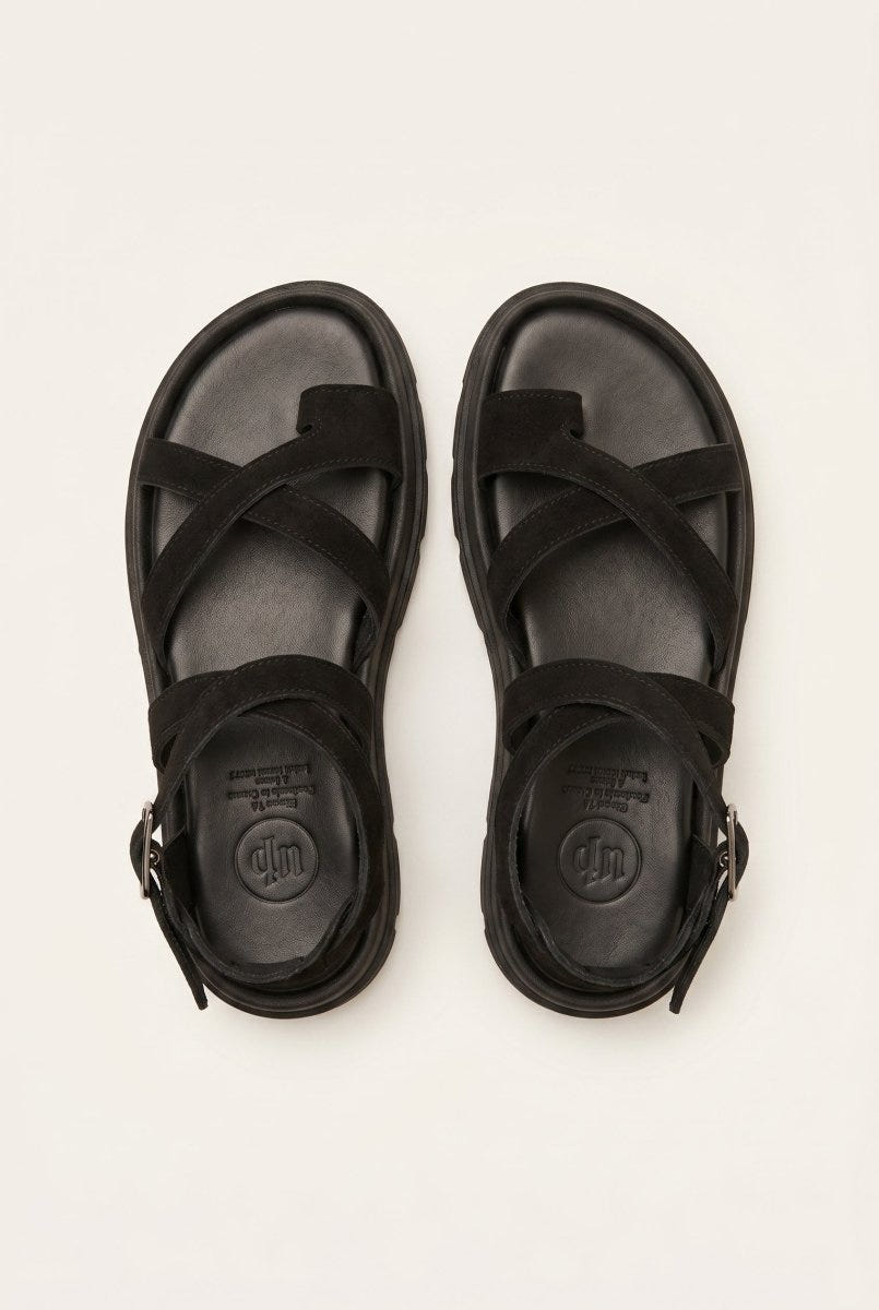 TFP - Toe Ring Sandals Crossover - Black Suede