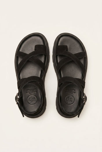 TFP - Toe Ring Sandals Crossover - Black Suede
