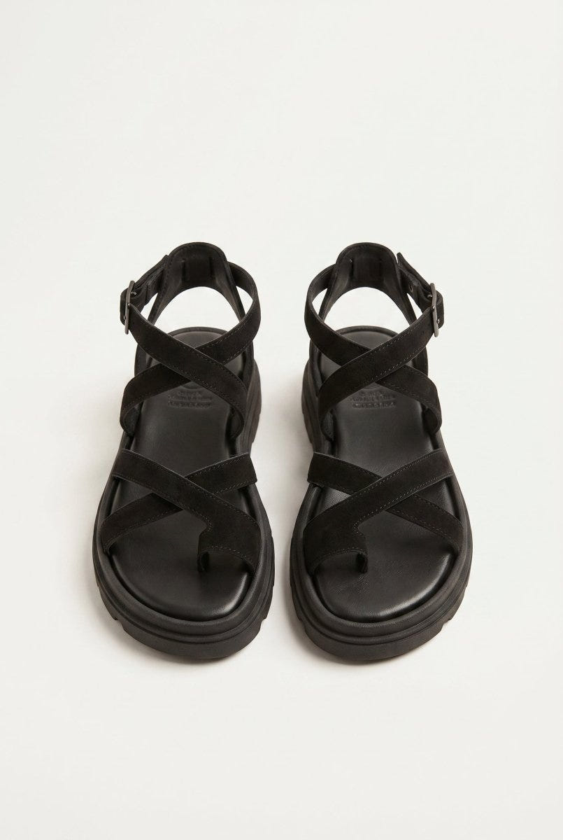 TFP - Toe Ring Sandals Crossover - Black Suede