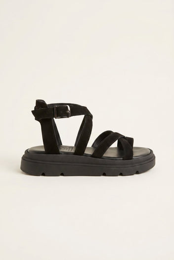 TFP - Toe Ring Sandals Crossover - Black Suede