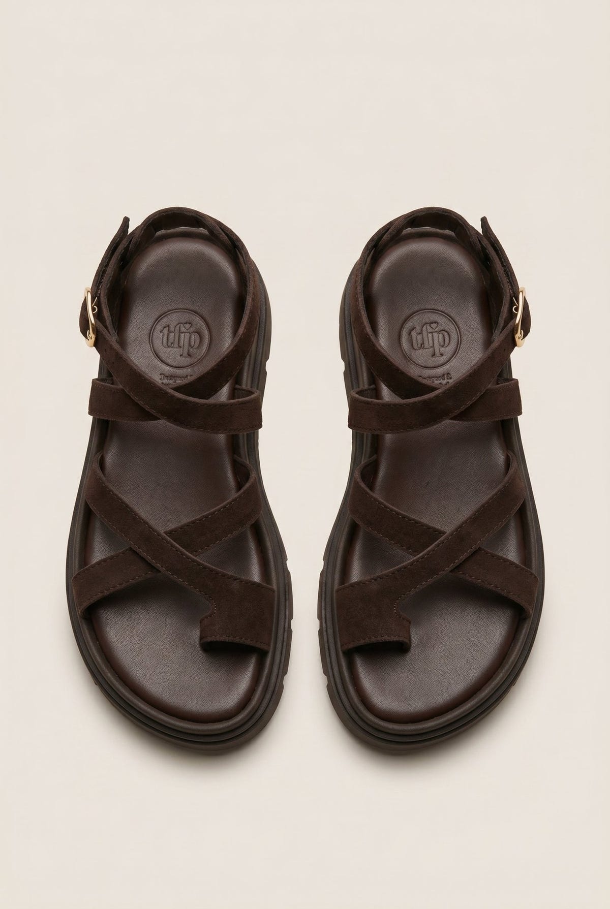 TFP - Toe Ring Sandals Crossover - Dark Brown Suede