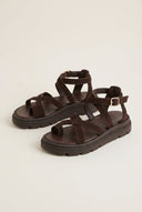 TFP - Toe Ring Sandals Crossover - Dark Brown Suede