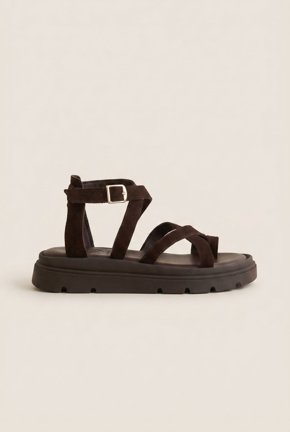 TFP - Toe Ring Sandals Crossover - Dark Brown Suede