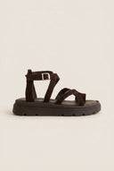 TFP - Toe Ring Sandals Crossover - Dark Brown Suede