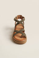 TFP - Toe Ring Sandals Crossover - Khaki Green Suede