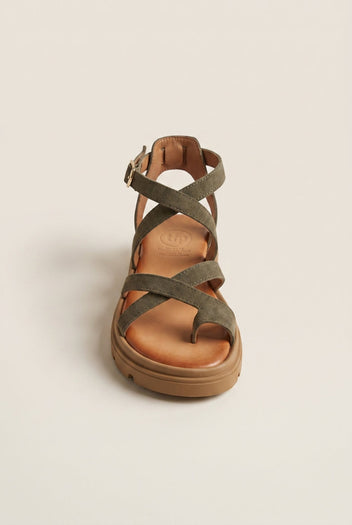 TFP - Toe Ring Sandals Crossover - Khaki Green Suede